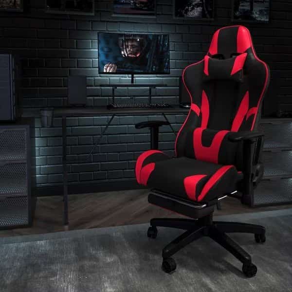 Red Reclining Gaming Chair with Footrest