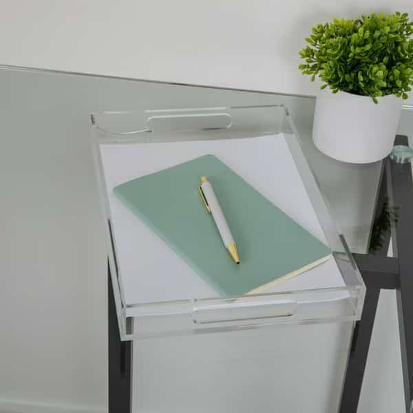 Brody Acrylic Letter Tray Office Desktop Organizer with Handles, 12.75 x 8.75