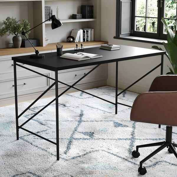 23.5 in. D X 47.25 in. W X Engineered Wood, Steel, Black Top/Oil Rubbed Bronze Frame