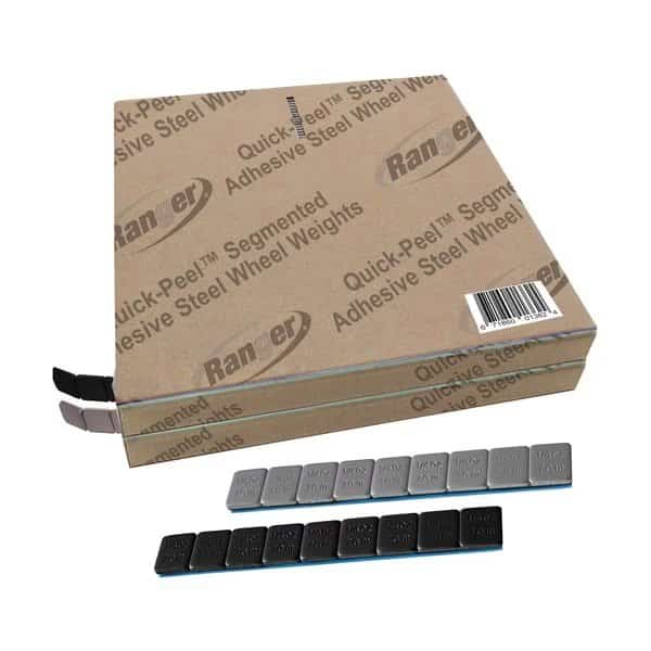 0.25 oz. / 1/2 Wide / Black + Silver Combo Adhesive Steel Wheel Weights / 22 lbs, 1400PK, Ranger, Mfr#: 5150230