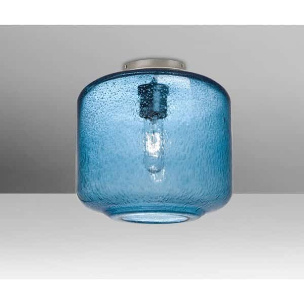 Niles 10 Ceiling, Blue Bubble, Satin Nickel, 1x60W Incandescent
