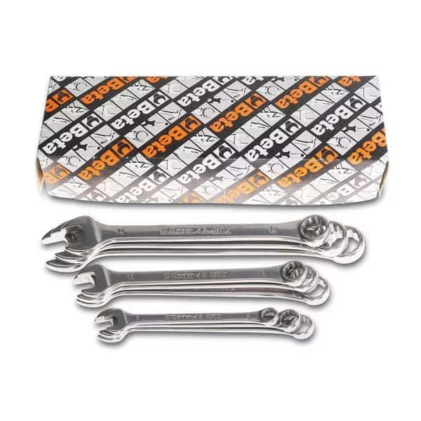 42INOX Stainless Steel, Set of 11 Metric 6-19mm, 15 Degrees Offset Combination Wrenches