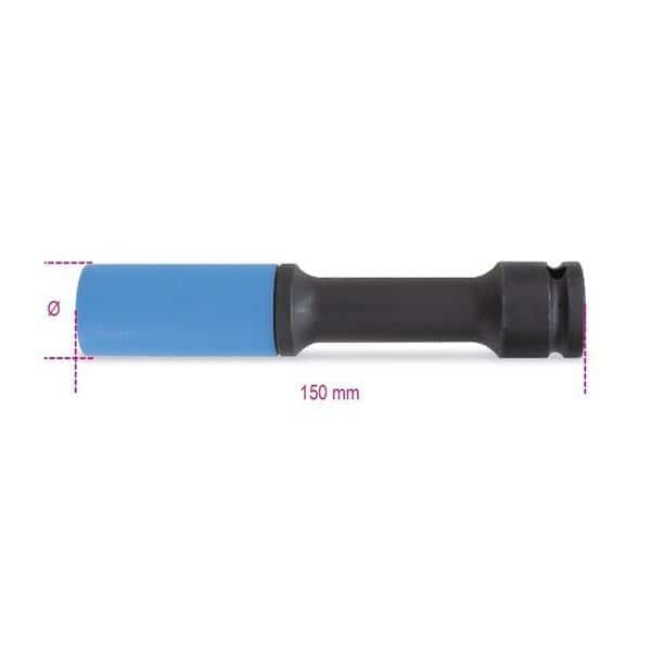 720LCL 17mm Wheel Nut Impact Socket, Long, Series, Colored Polymeric Insert, 150 mm long
