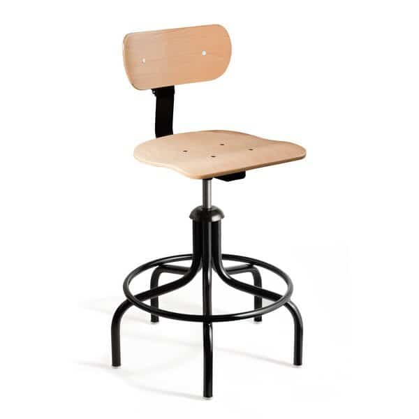 Maple Plywood Chair, 5-legged Blk Tubular Steel Base, 22"-27" Seat Height Adj., 300lb Capacity