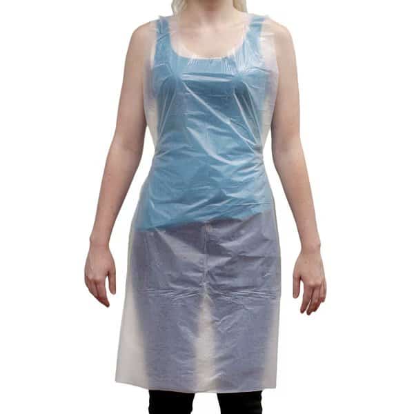 Disposable Food Handling Light Poly Aprons, OSFM, White (100-Pack)