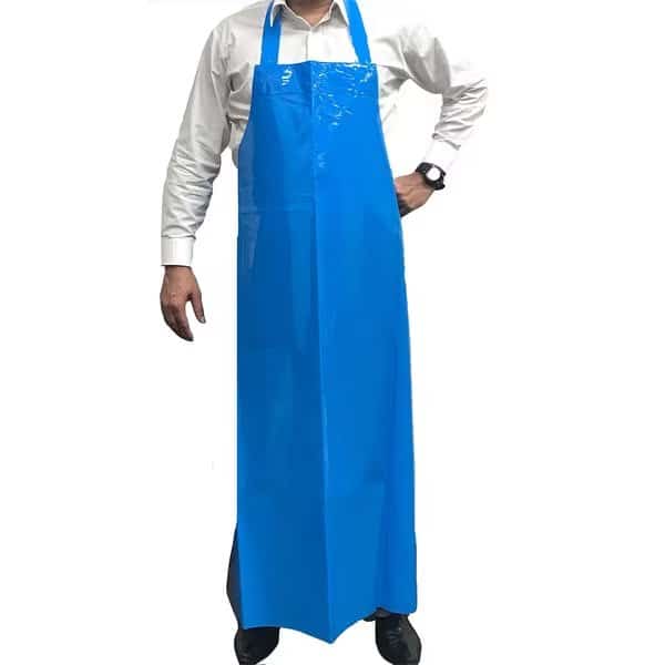 Waterproof TPU Bib Adjustable Neck Apron, Blue, 7.8 Mil