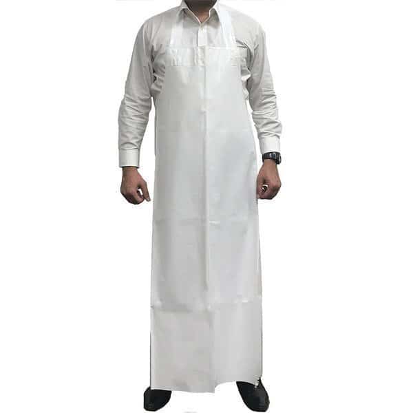 Waterproof TPU Bib Adjustable Neck Apron, White, 11.8 Mil