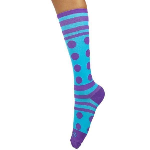 Dots Stripe Compression Socks, Blue/ Purple, PR