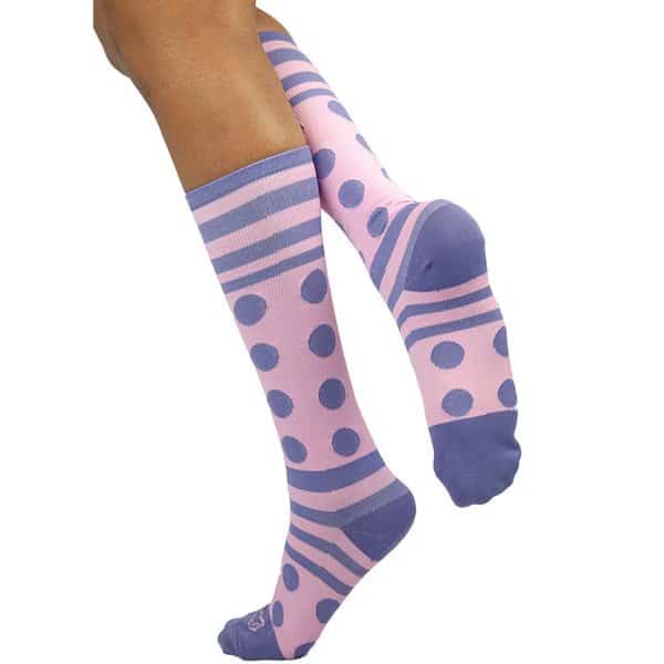 Dots Stripe Compression Socks, Pink/ Lilac, PR