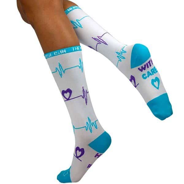 Heartbeat Compression Socks, White, PR