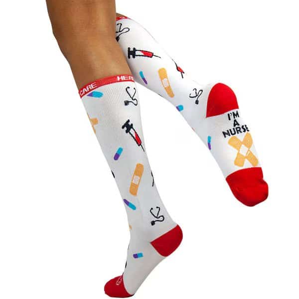 Here 2 Care Compression Socks, White, PR