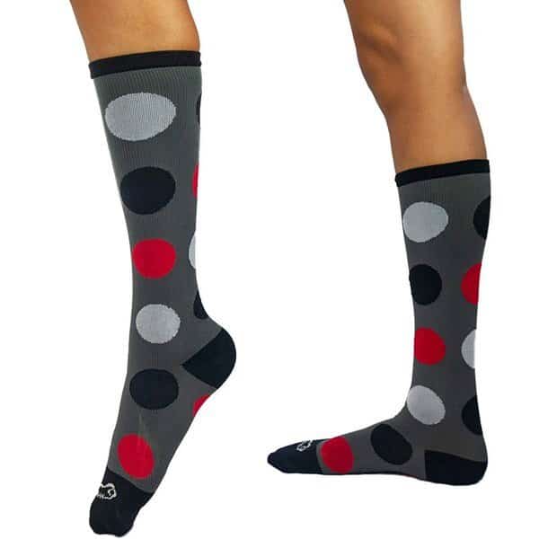 Polkadot Compression Socks, Gray/Red, PR