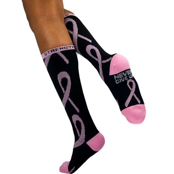 Ribbon Compression Socks, Black/Pink, PR