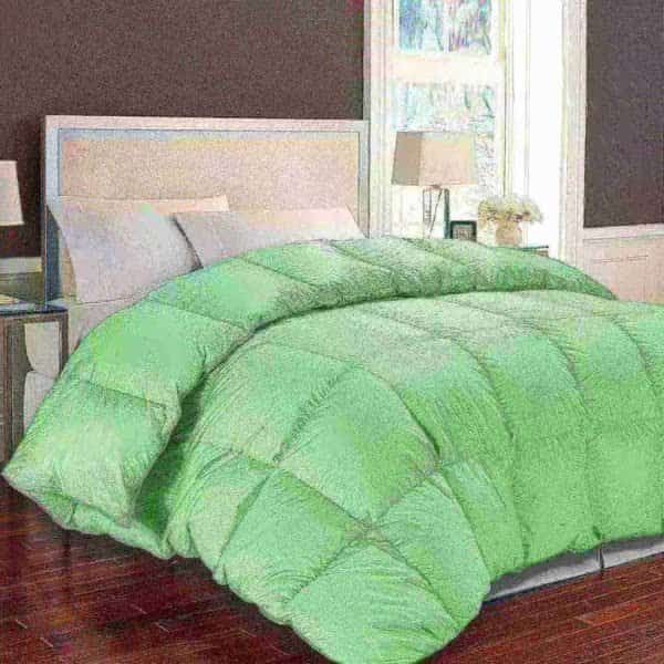 1000 TC Solid White Down Fiber Comforter, Sage, Full/Queen