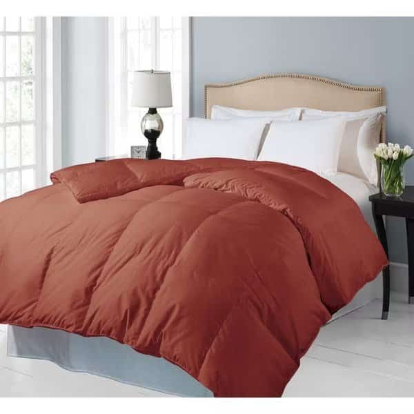 Cotton Hypoallergenic Down Alternative Comforter, Brick, Full/Queen