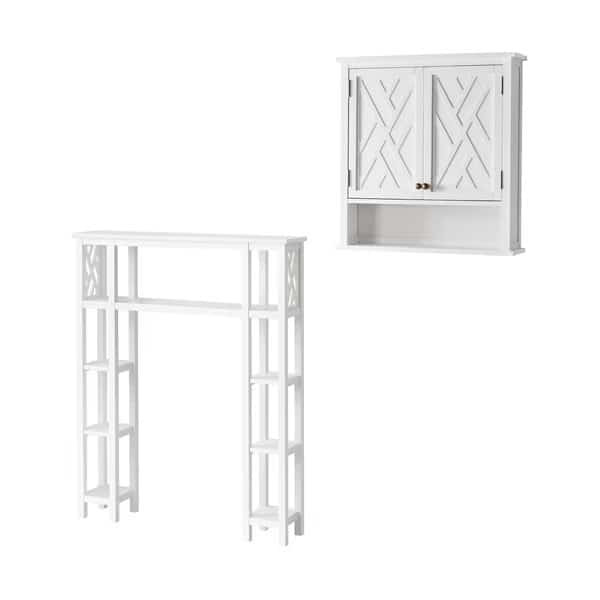 Coventry Over Toilet Open Shelving Unit with Side Shelves, Wall Mounted Cabinet with Open Shelf