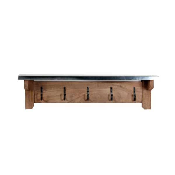 Millwork 40" Hook Shelf - Wood/Zinc