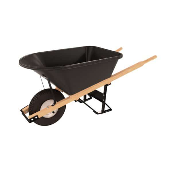 Barrow, Poly 5 3/4 Cubic Feet Tray, Single Knobby Tire Wood Handle