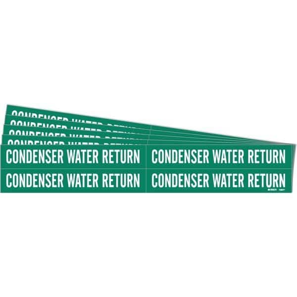 CONDENSER WATER RETURN Pipe Marker Style 4 Polyester WT on GN 4 per Card, 5 PK