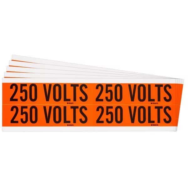 250 Volts Conduit and Voltage Lbls 1.125 in H x 4.125 in W BK on OR 5/PK