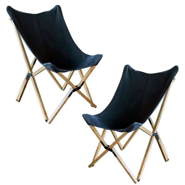 Canvas and Bamboo Butterfly Chair, Black, PK2
