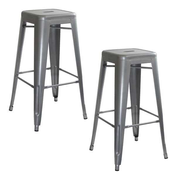Loft Silver Metal Bar Stool, PK2