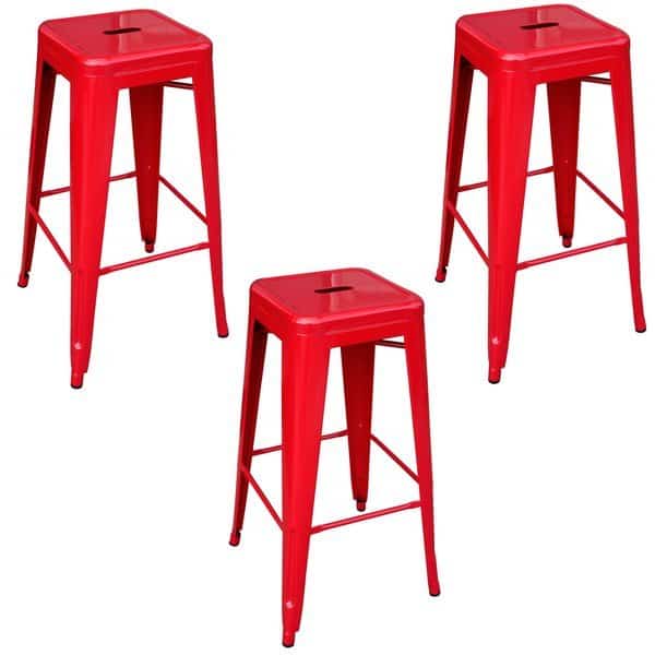 Loft Red 30" Metal Bar Stool, PK3