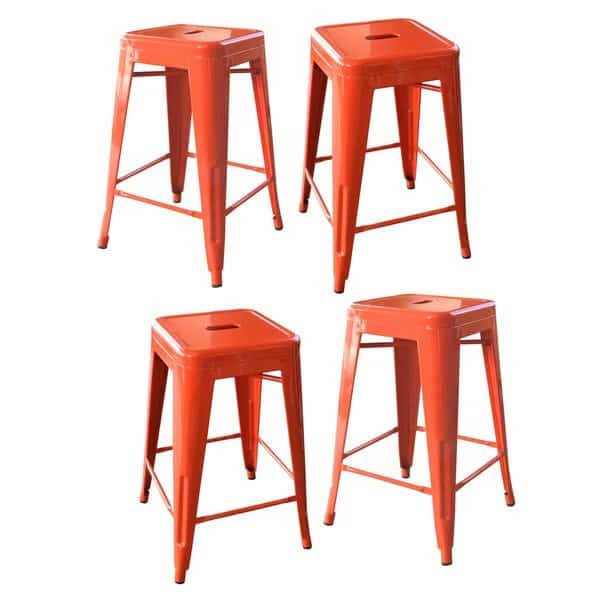 Loft Orange 24" Metal Bar Stool, PK4