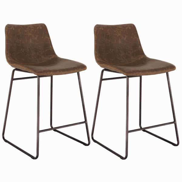 Classic Faux Leather 24" Counter Height Chair Set, Coffee, PR, Amerihome, Mfr#: BSLC24CSET