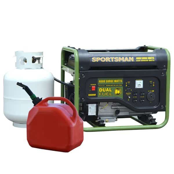 Portable Generator, Gasoline/Liquid Propane, 3,500 W Rated, 4,000 W Surge, Recoil Start, 120V AC