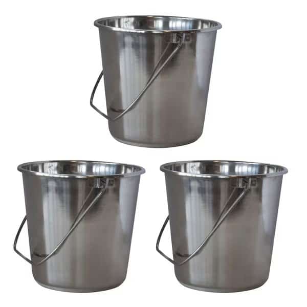 XLarge Stainless Steel Bucket Set, PK3