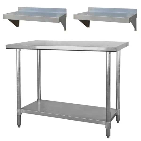 SS Work Station with 48" Workbench Table and Two 24" Utility Shelves