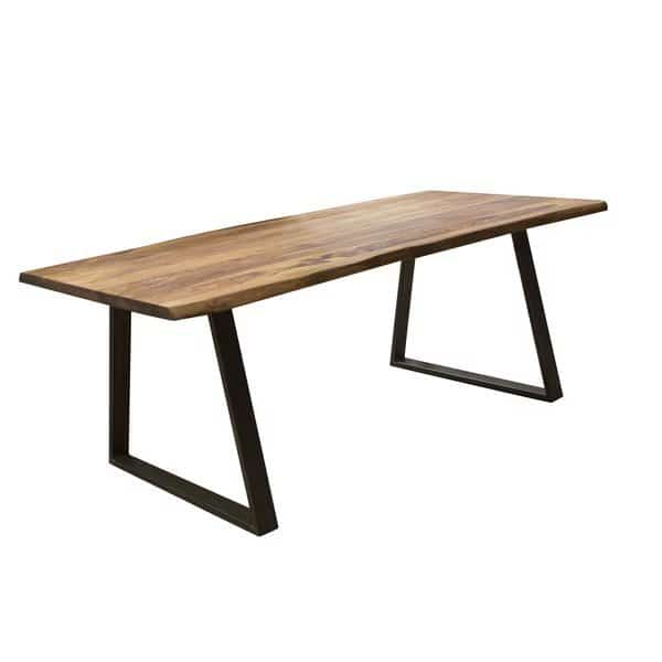 Dining Table 63" x 35" with Rosewood Top and Metal Legs, Seats 4 to 6