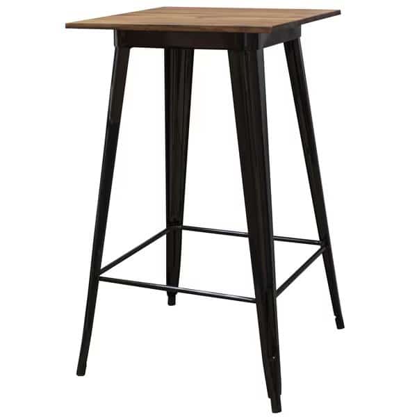 Pub Height Table 24"X24" W/ Rosewood Top and Metal Legs, Seats 2 to 4