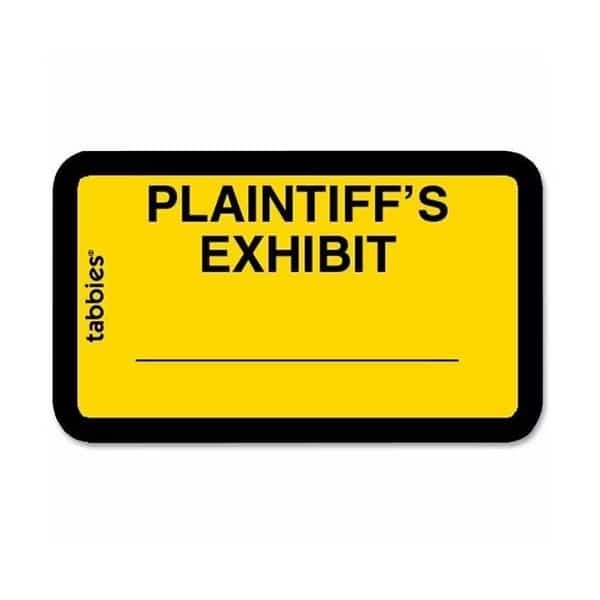 LEGAL EXHIBIT LABELS, PLAINTIFFft Sin, 252PK