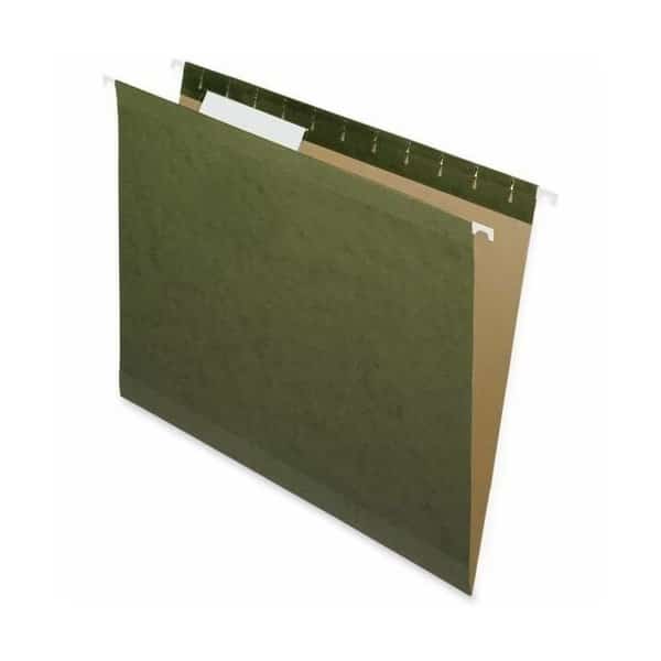 Hanging File Folders, Recycled, 1/3 Cut, Letter, Green, 25PK