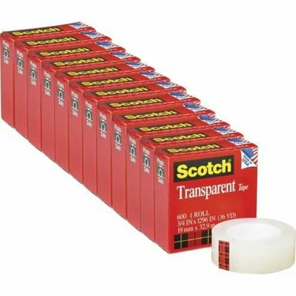 Tape, Roll, Transp, 3/4X1296in, 12PK
