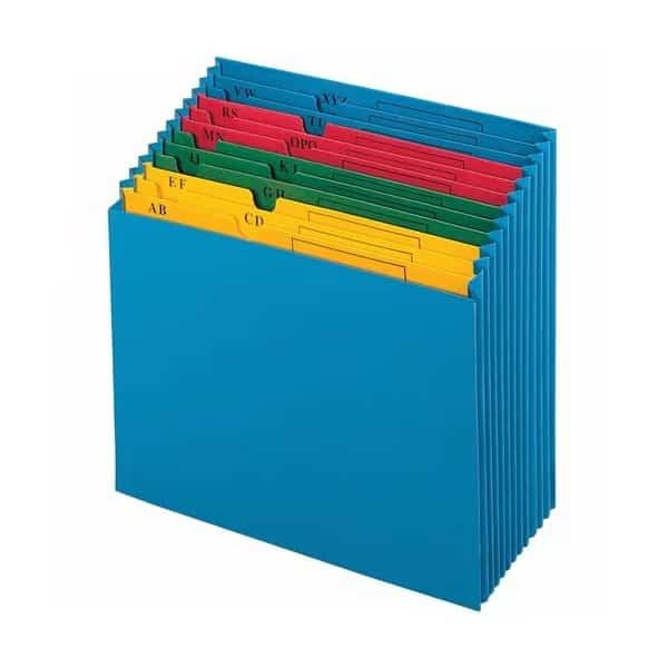 Desktop Project File, A-Z Format, 12 Pockets, Letter, Blue