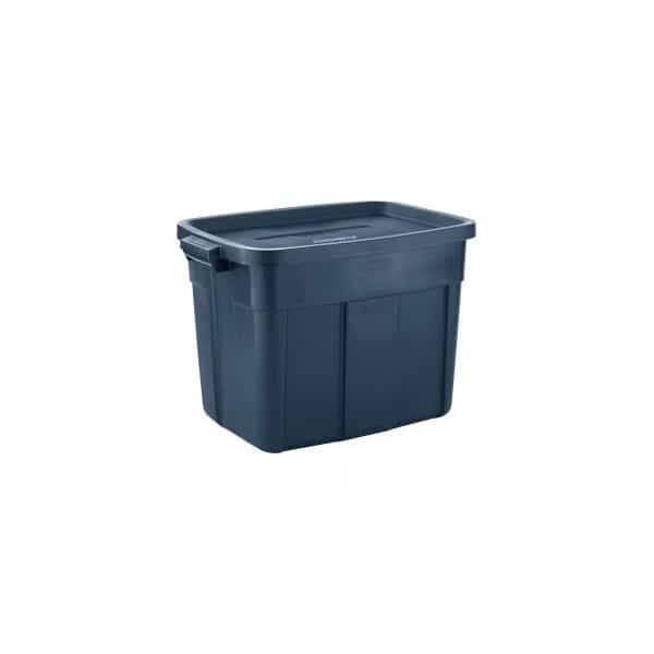Storage Tote, 18 gal, 23-7/8 in L x 15-7/8 in W x 16-3/8 in H, Dark Indigo Metallic, 12 PK