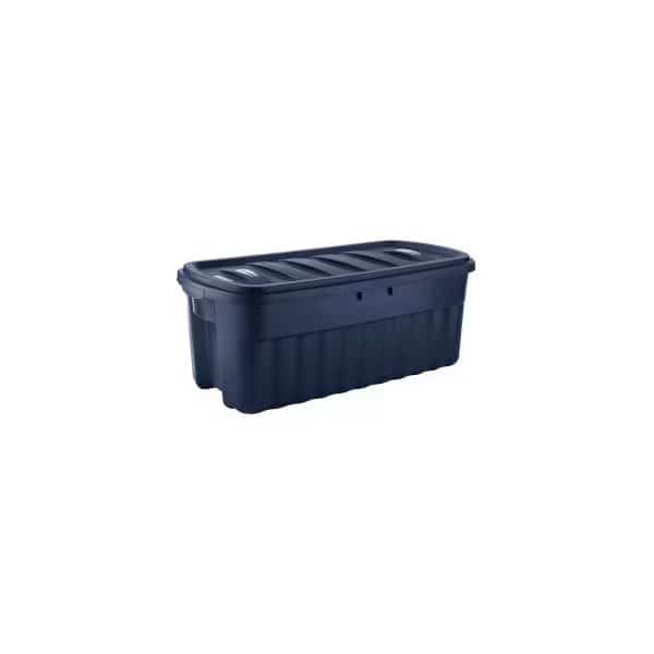 Storage Tote, 50 gal, 43 in L, 21-1/4 in W, 17-7/8 in H, Dark Indigo Metallic, 4 PK