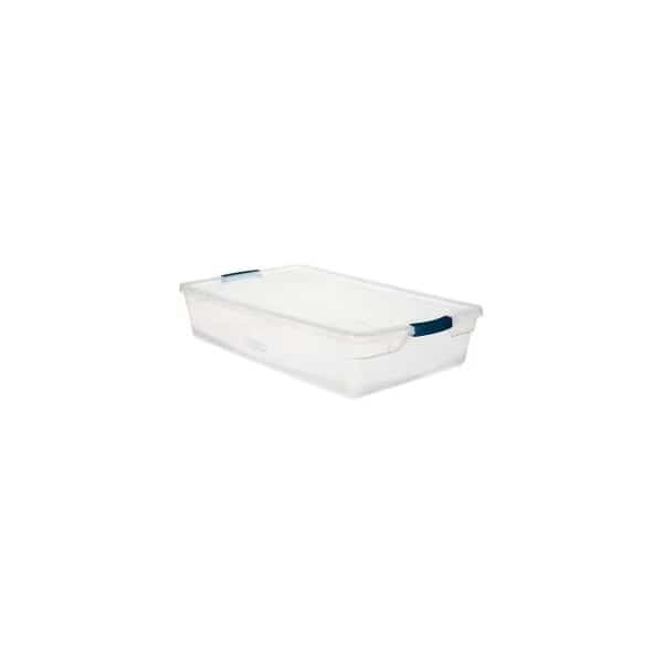 Storage Tote W/ Lid, 10.25 gal, 29 in L, 17-3/4 in W, 6-1/8 in H, Clear, 6 PK