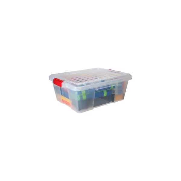 Quantum Heavy-Duty Latch Container with Lid 21Lx15-7/8x7-3/4H Clear Price Each, PK6