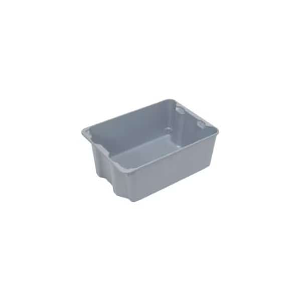 Storage Tote, 25-1/4 in L, 18 in W, 10 in H, Gray, Fiberglass, 5 PK