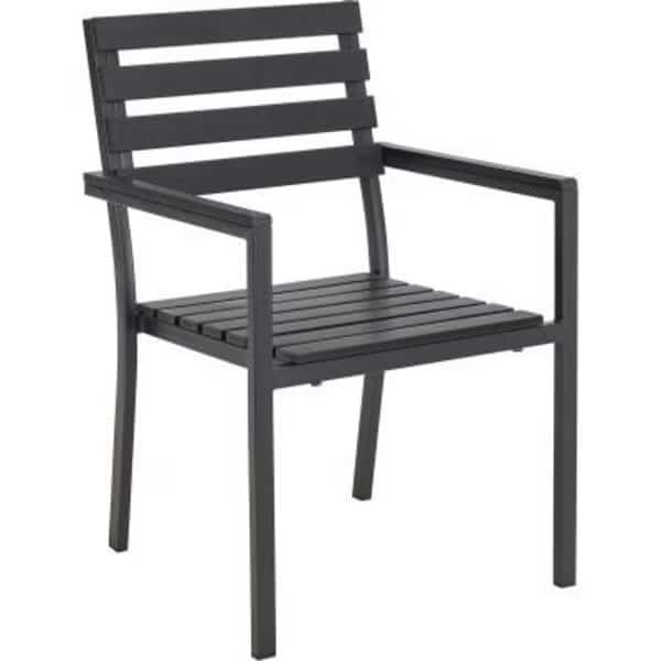 Global Industrial Stackable Outdoor Dining Arm Chair Black 4 Pack