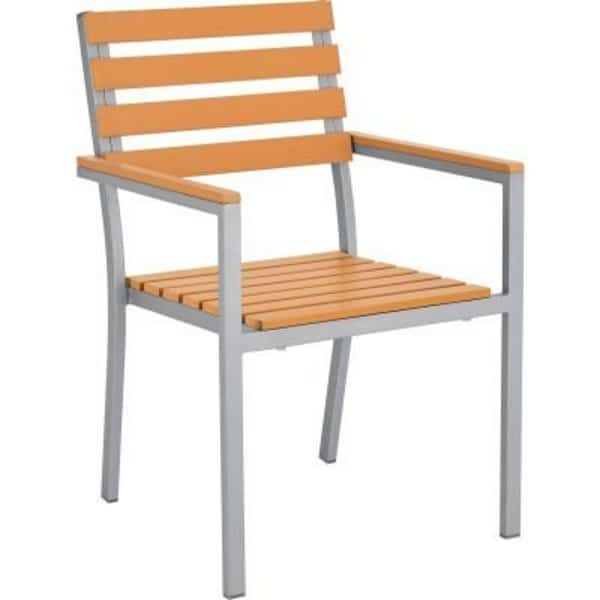 Global Industrial Stackable Outdoor Dining Arm Chair Tan 4 Pack
