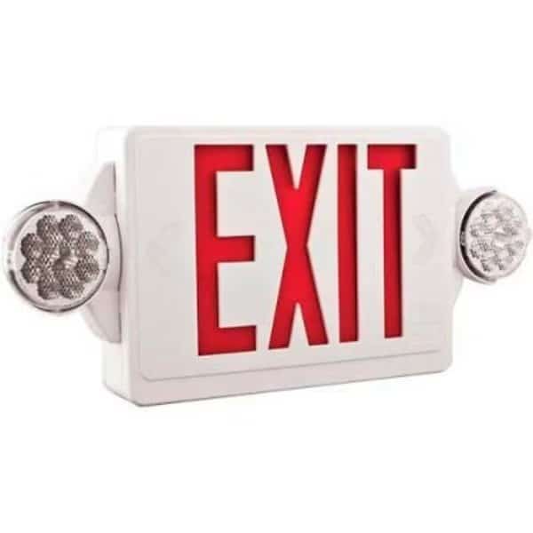 Lithonia Quantum Premium Quick Mount LED Lamp Heads Red Exit / Unit Combo