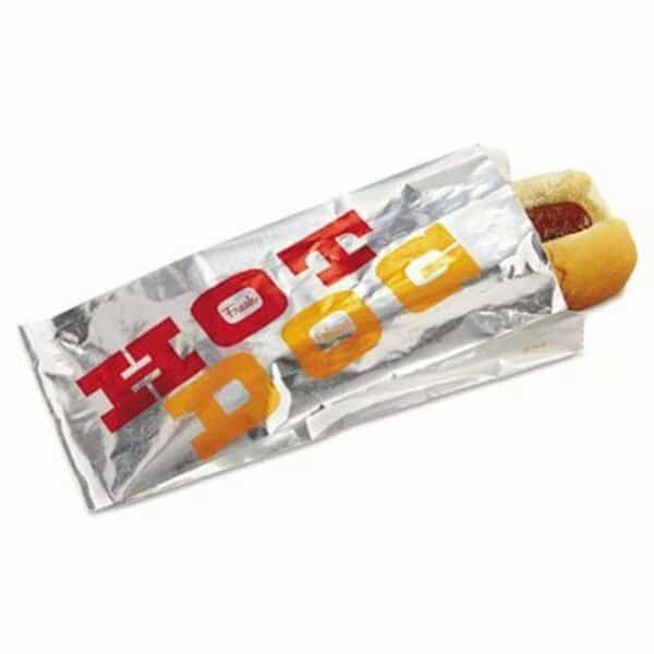 FOIL SINGLE-SERVE BAGS, 3.5in X 8.5in, WHITE/inHOT DOGin, 1000PK
