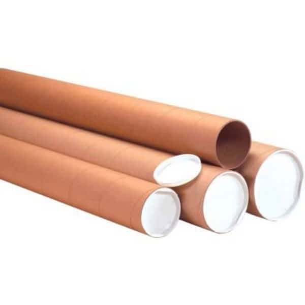 Heavy Duty Mailing Tubes With Caps, 3in Dia. x 72inL, 0.125in Thick, Kraft, 15/Pack