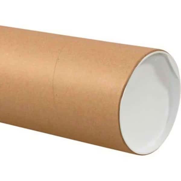Jumbo Mailing Tubes With Caps, 6in Dia. x 36inL, 0.125in Thick, Kraft, 10/Pack