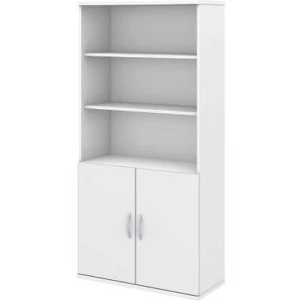 Bush Furniture 5-Shelf Bookcase with Doors - White - Studio C Series